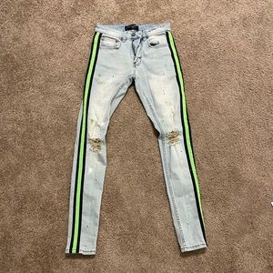 SERENEDE green/black track stripe denim